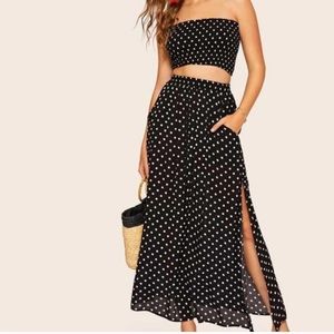 Black and White Polka Dot Maxi Skirt